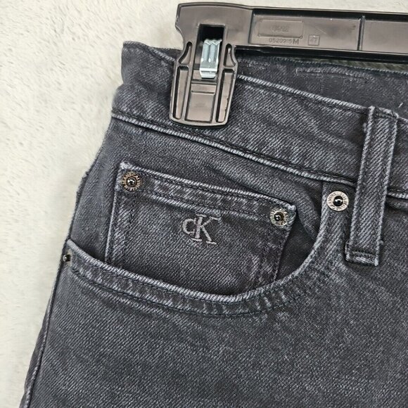 Calvin Klein Mom Jeans Womens Size 30 Black Crossover Button Embroidered Logo - Picture 2 of 10